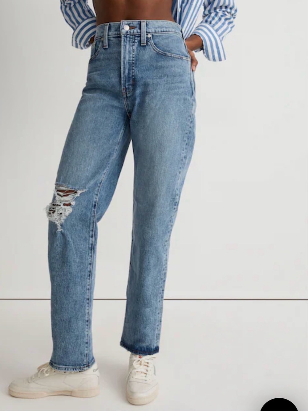 Madewell The Perfect Vintage Straight Jean in Knee-Rip Edition Sz 29
